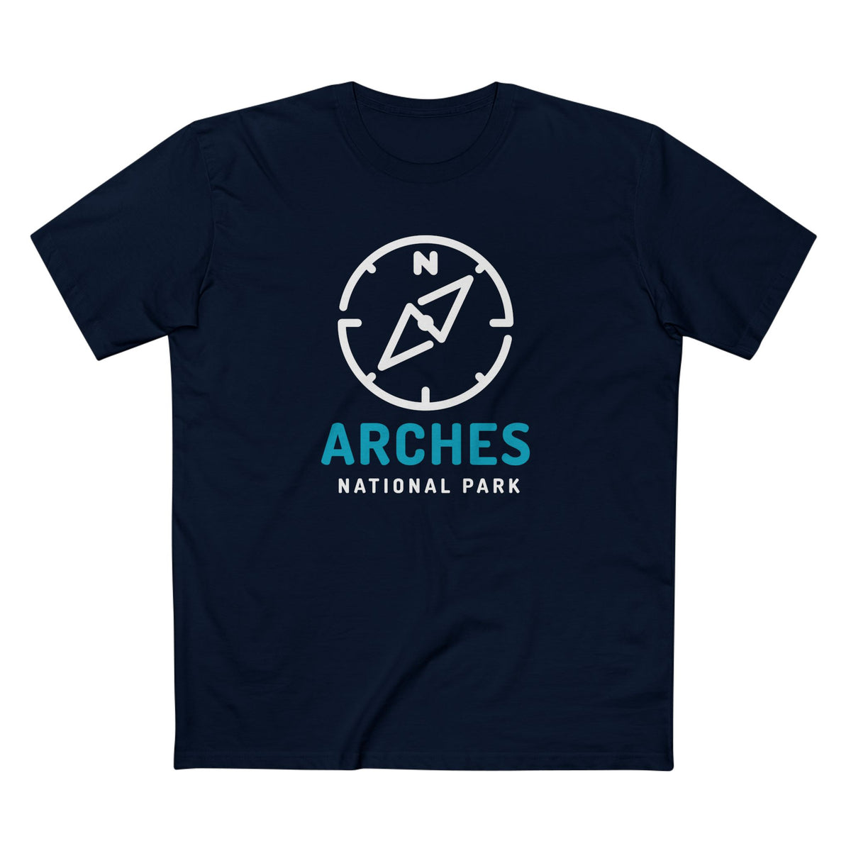Arches National Park T-Shirt Compass Design in Navy