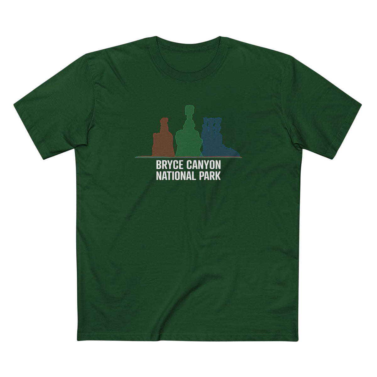Bryce Canyon National Park T-Shirt - Histogram Design in Forest Green