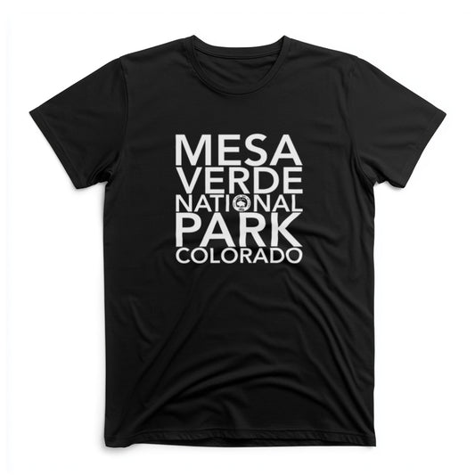 Mesa Verde National Park T-Shirt Block Text in Black