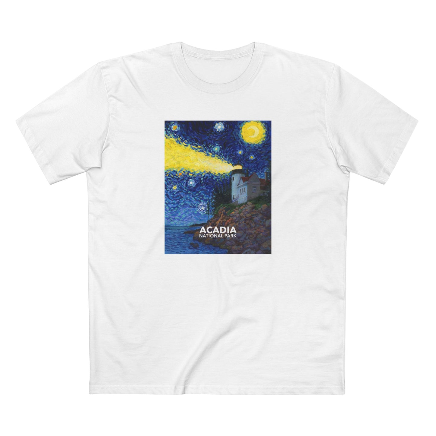 Acadia National Park T-Shirt - Starry Night in White
