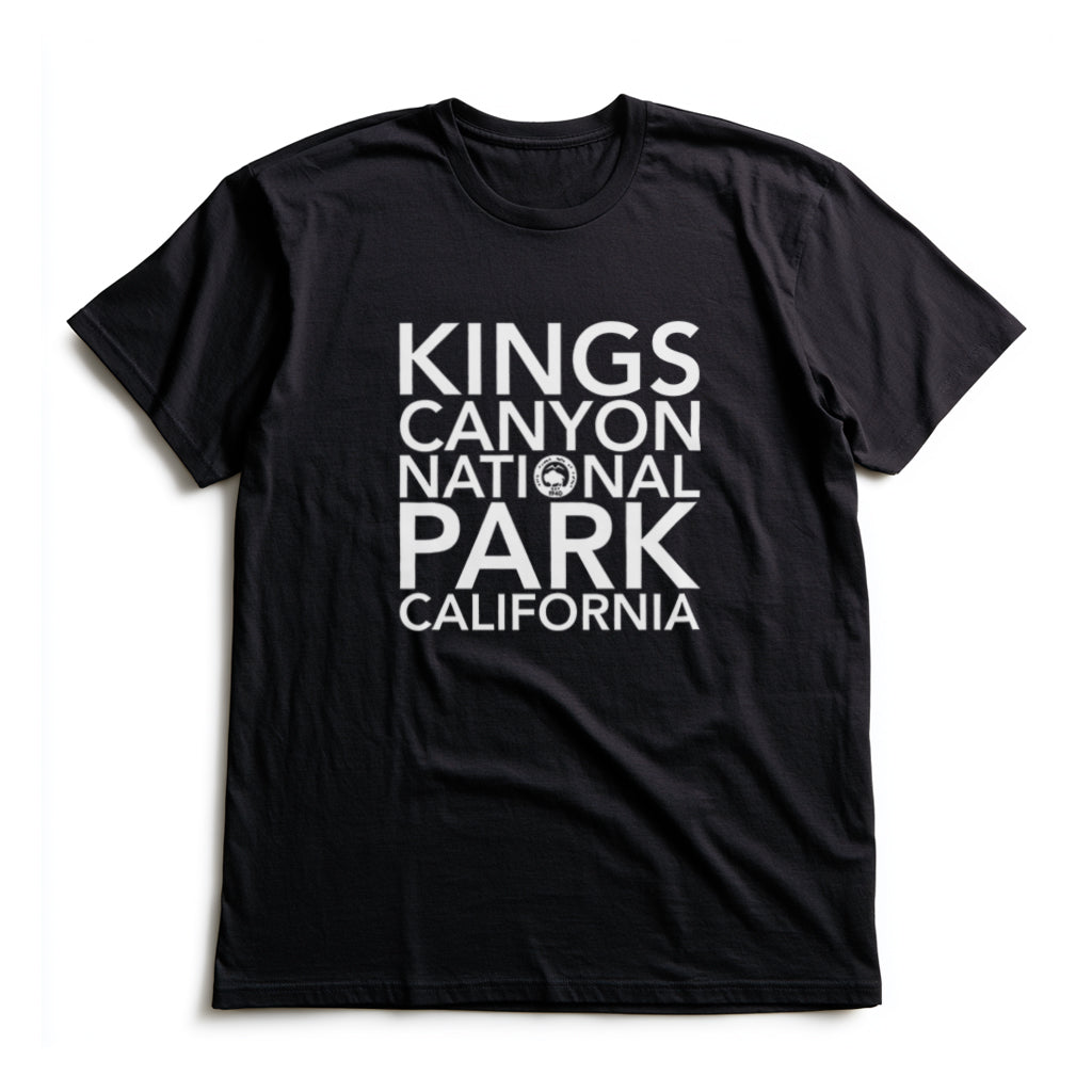Kings Canyon National Park T-Shirt Block Text in Black