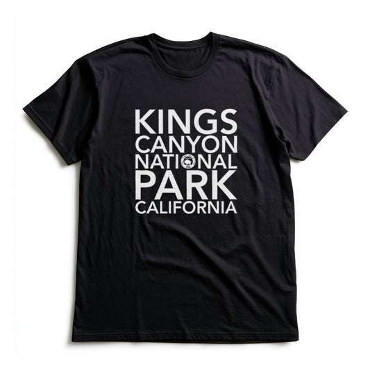 Kings Canyon National Park T-Shirt Block Text in Black