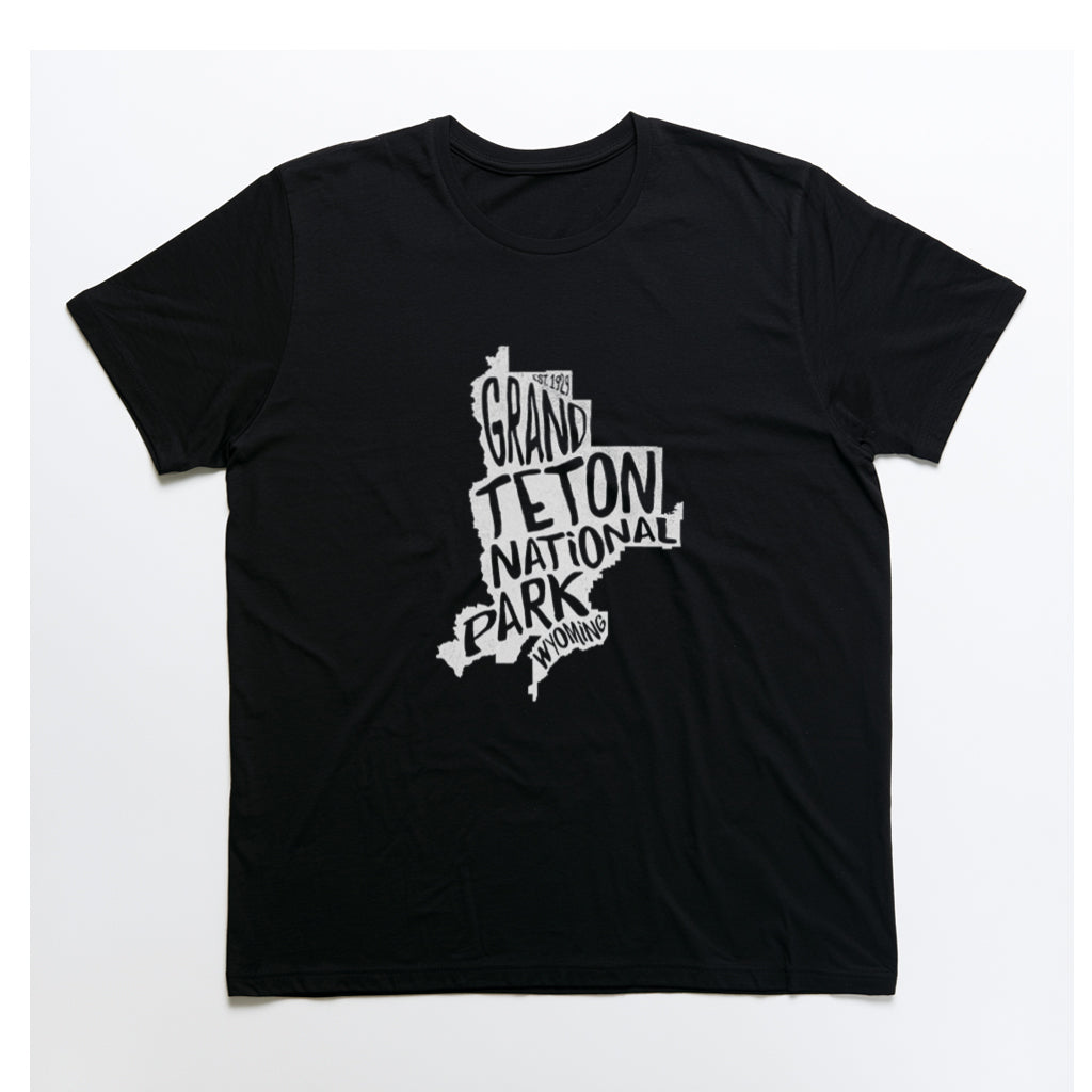 Grand Teton National Park T-Shirt - Map in Black
