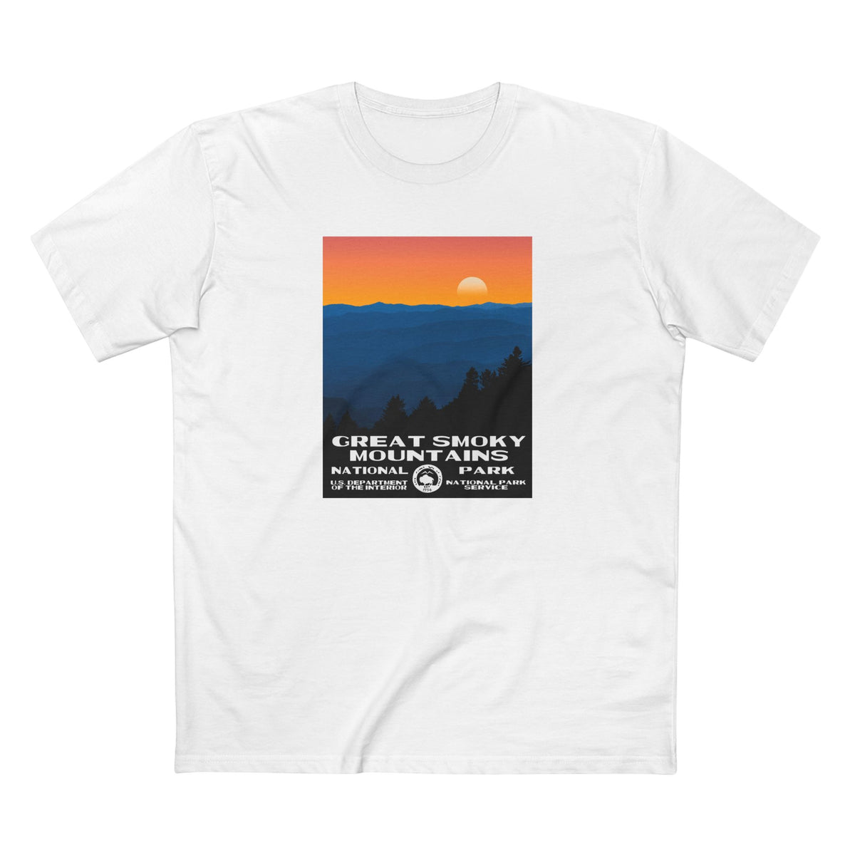 Great Smoky Mountains National Park T-Shirt - WPA Poster Design in White