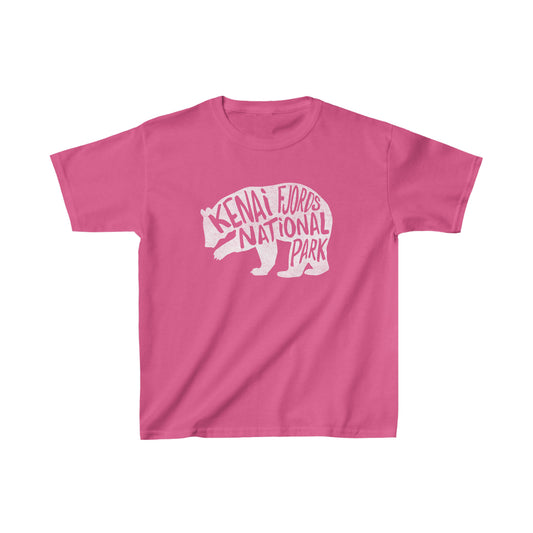 Kenai Fjords National Park Child T-Shirt - Grizzly Bear Chunky Text