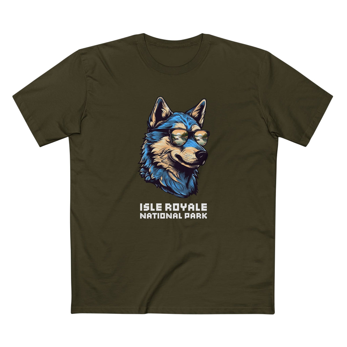 Isle Royale National Park T-Shirt - Smooth Wolf in Army