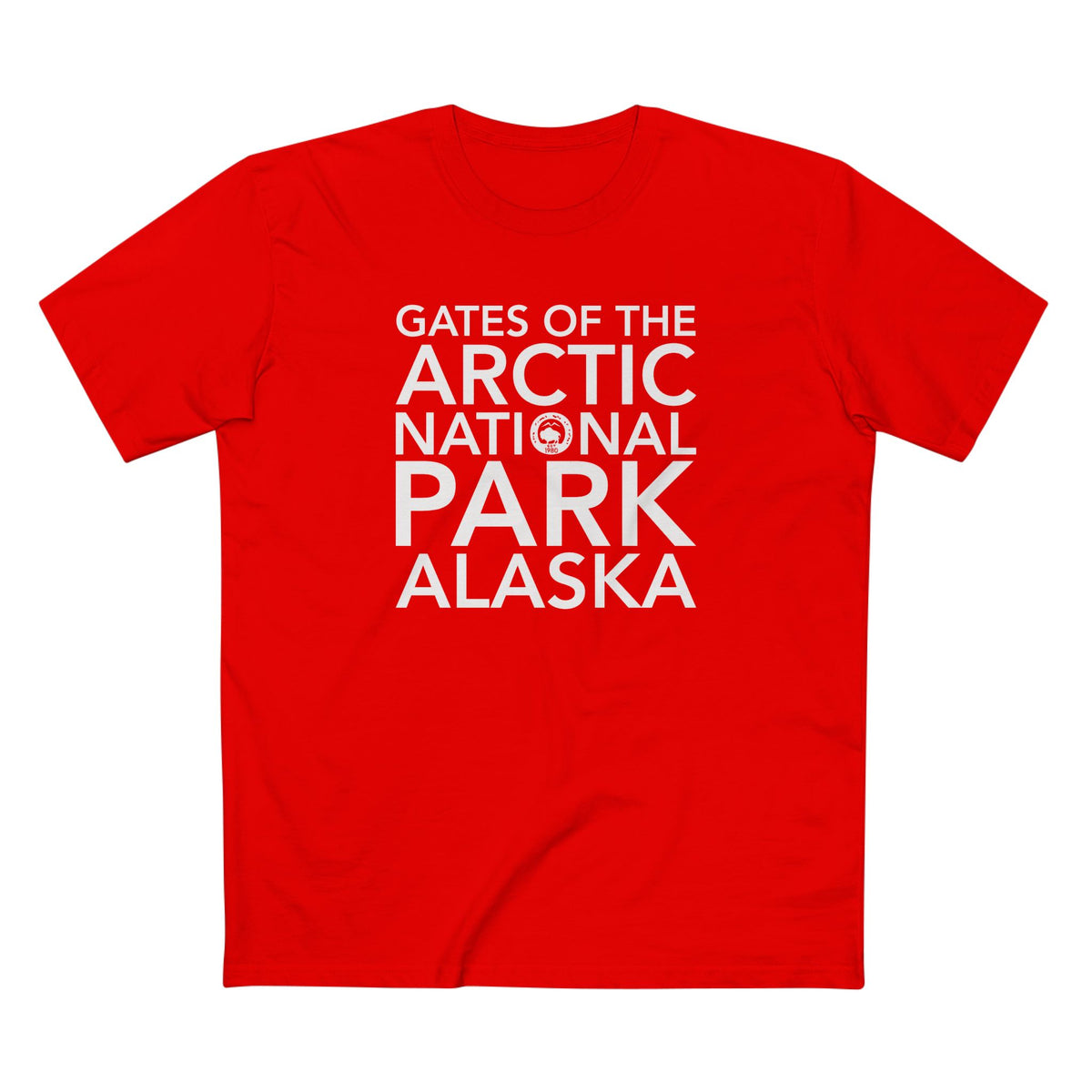 Gates of the Arctic National Park T-Shirt Block Text in Red