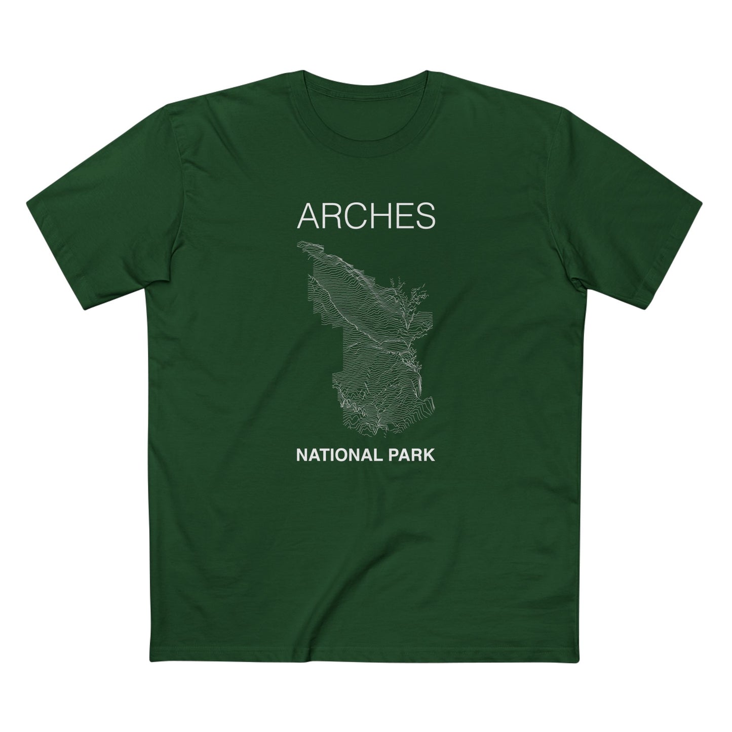 Arches National Park T-Shirt Lines in Forest Green