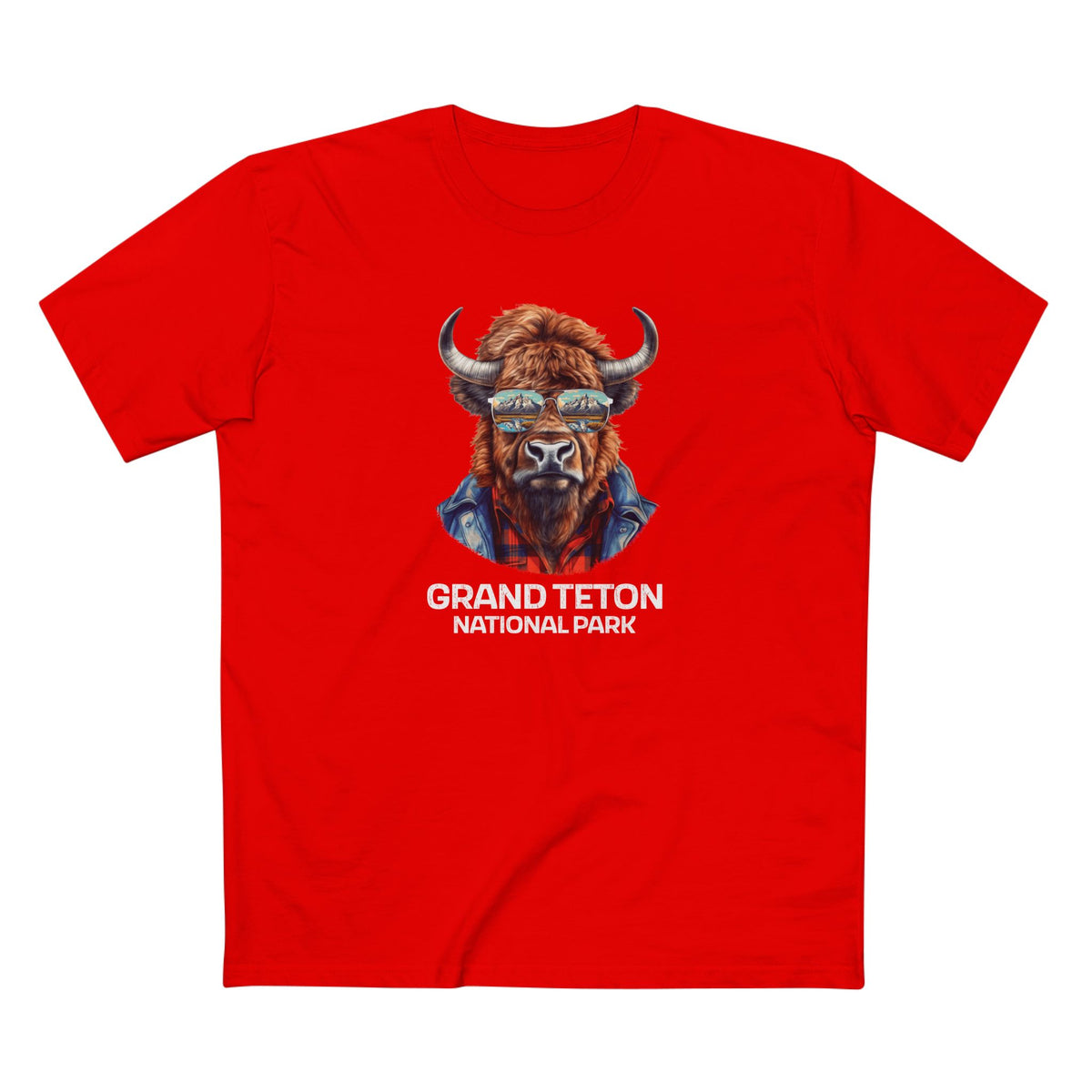 Grand Teton National Park T-Shirt - Bison in Red