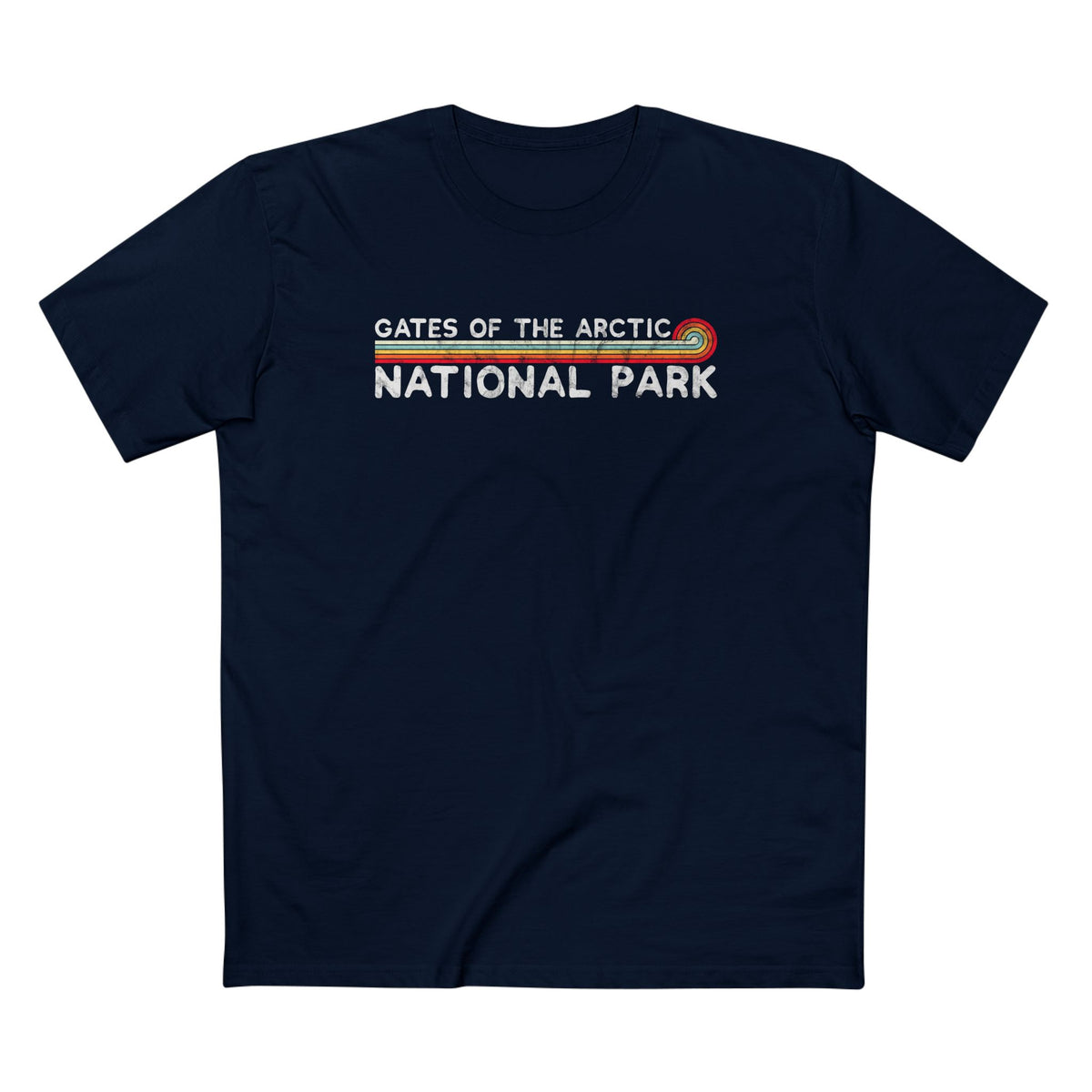 Gates of the Arctic National Park T-Shirt - Vintage Stretched Sunrise in Navy