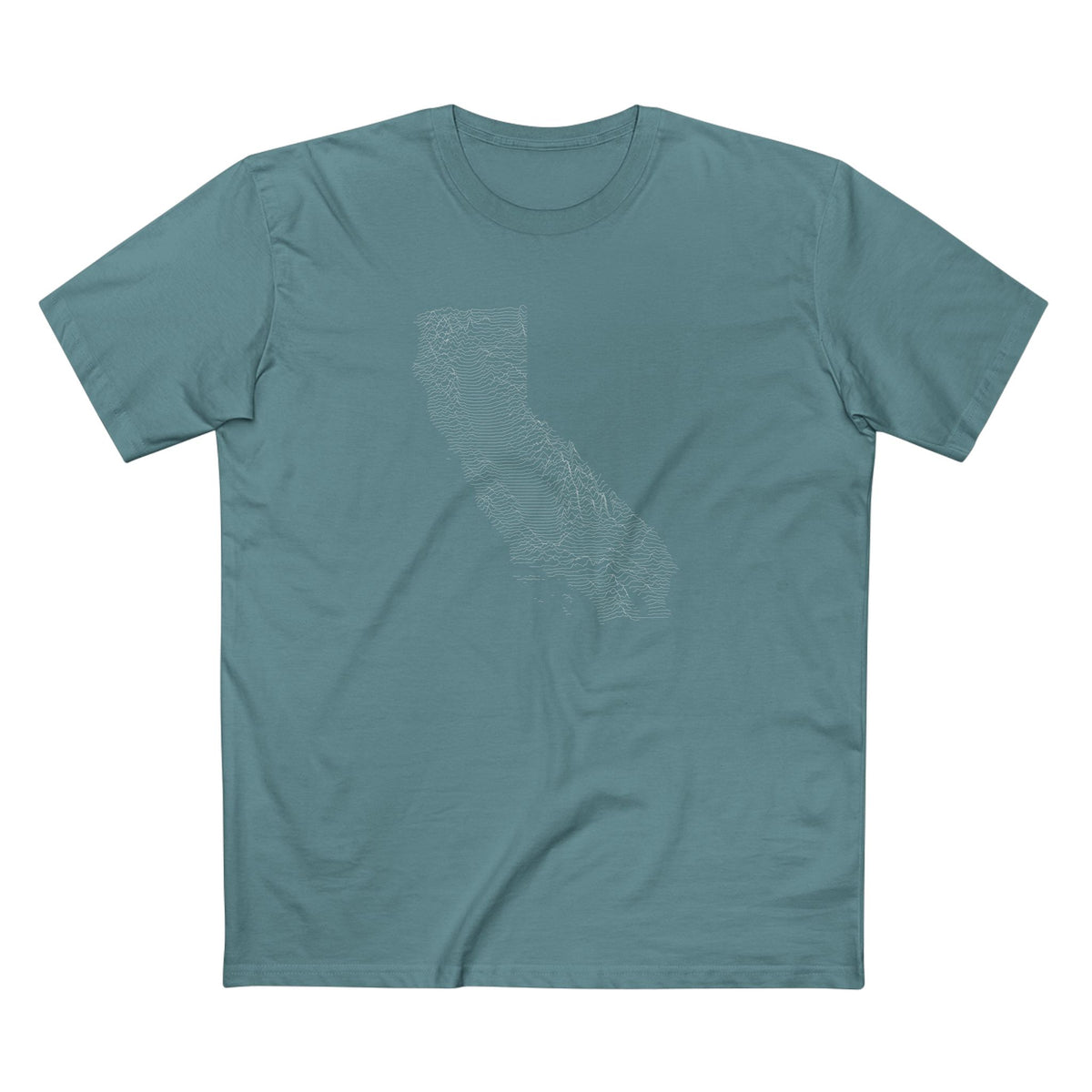 California T-Shirt - Topographical Lines in Slate Blue