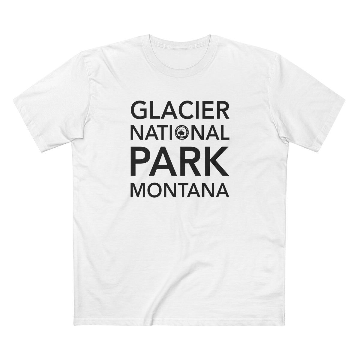 Glacier National Park T-Shirt Block Text in White