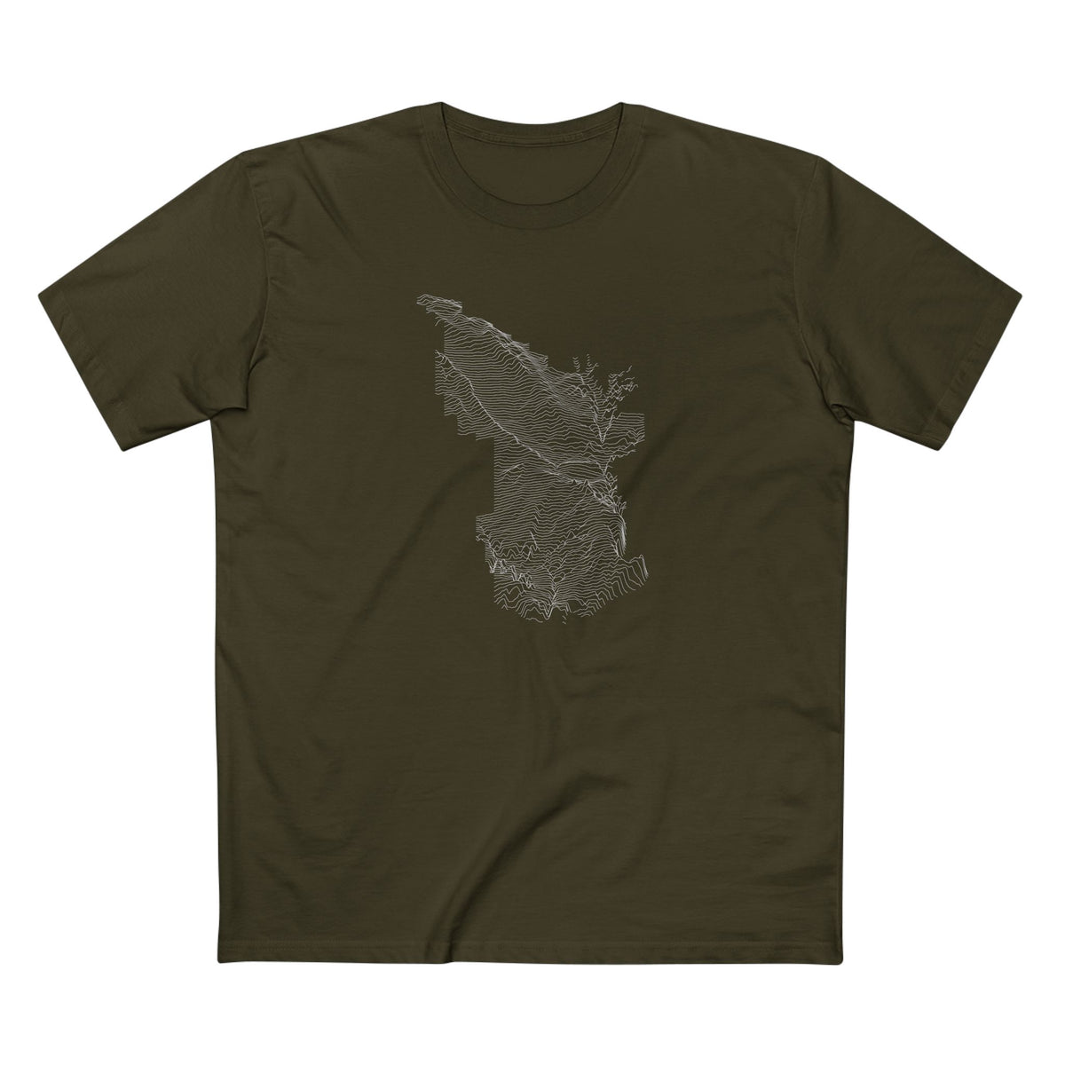 Arches National Park T-Shirt - Topographical Lines in Army