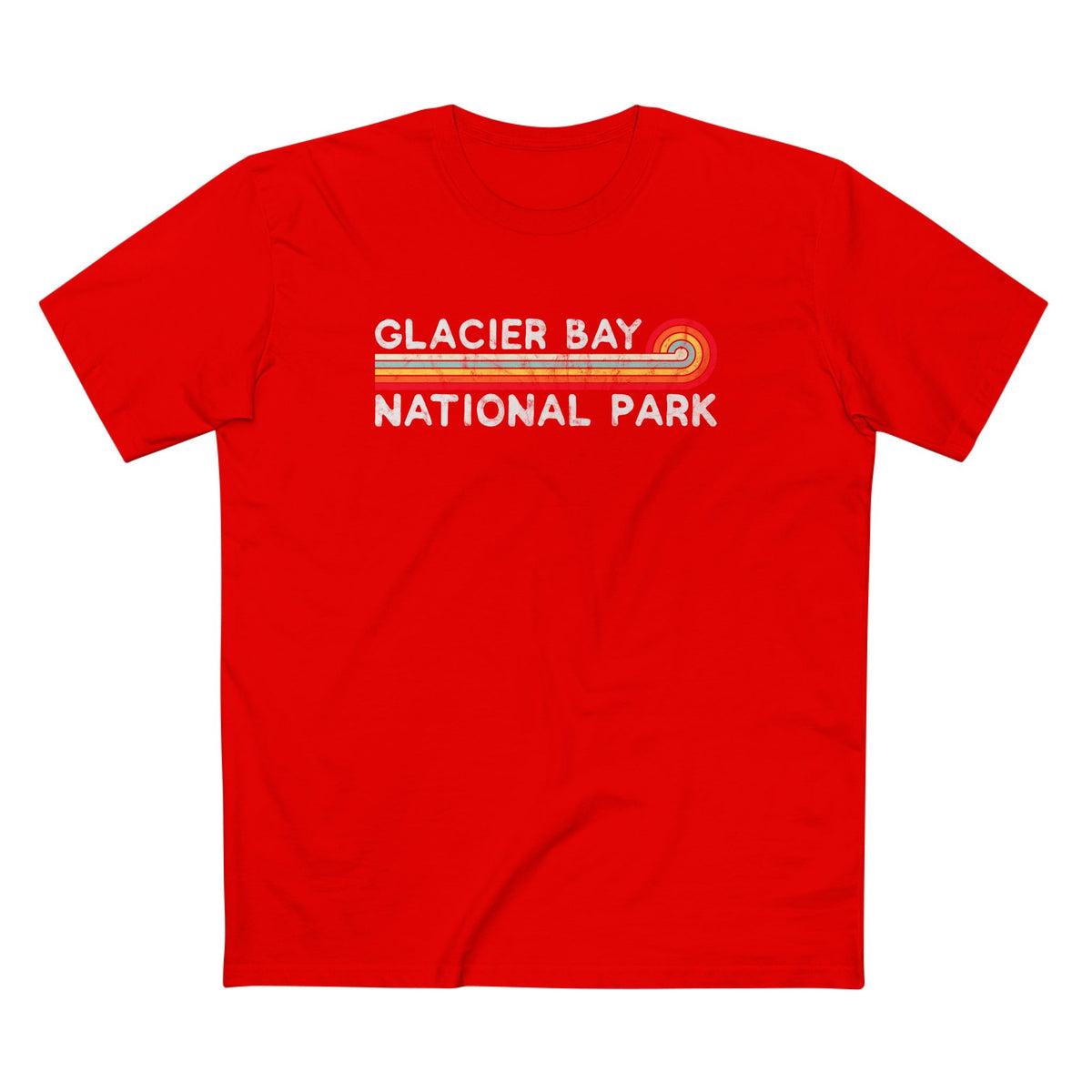 Glacier Bay National Park T-Shirt - Vintage Stretched Sunrise in Red