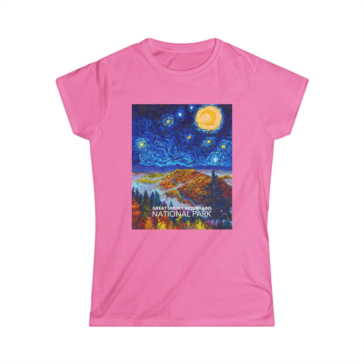 Great Smoky Mountains National Park T-Shirt - Women's Starry Night — Van Gogh ‘Starry Night’-style design — gallery image 6