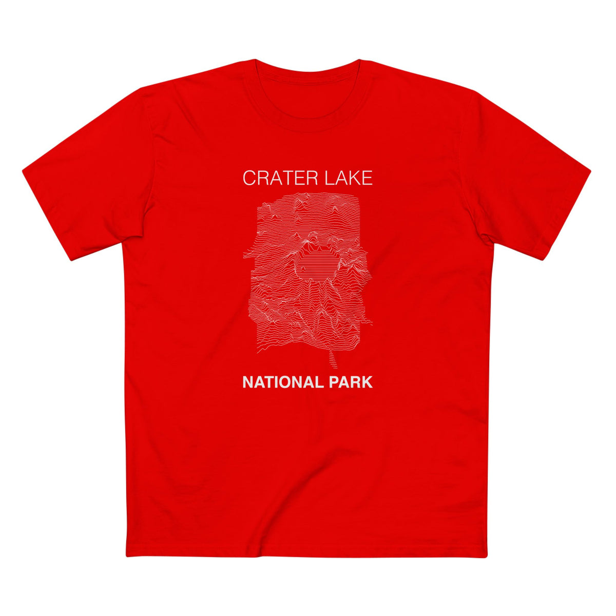 Crater Lake National Park T-Shirt Lines in Red