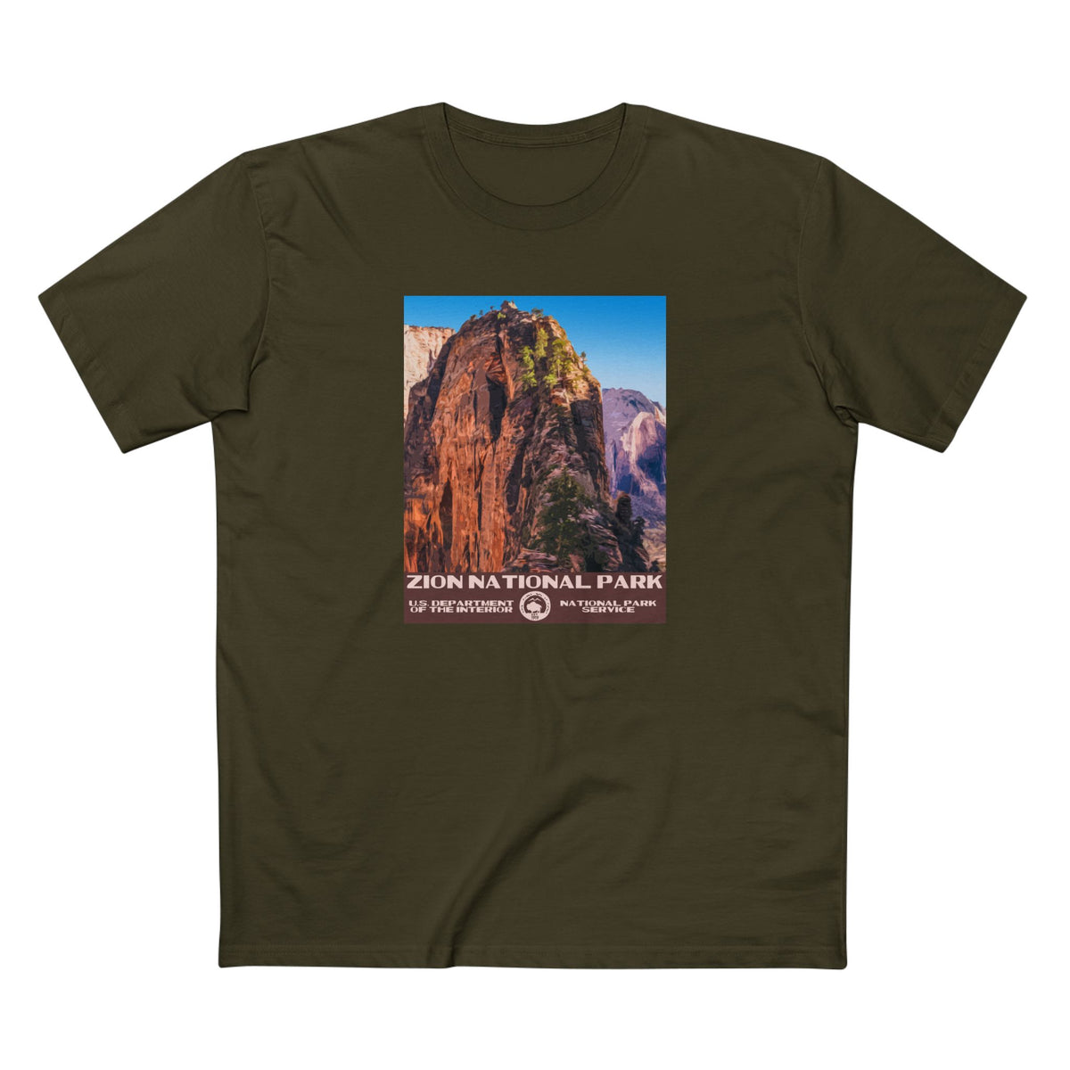 Zion National Park T-Shirt - Angel's Landing in Army