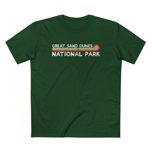 Great Sand Dunes National Park T-Shirt - Vintage Stretched Sunrise in Forest Green