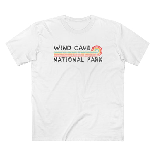Wind Cave National Park T-Shirt - Vintage Stretched Sunrise in White