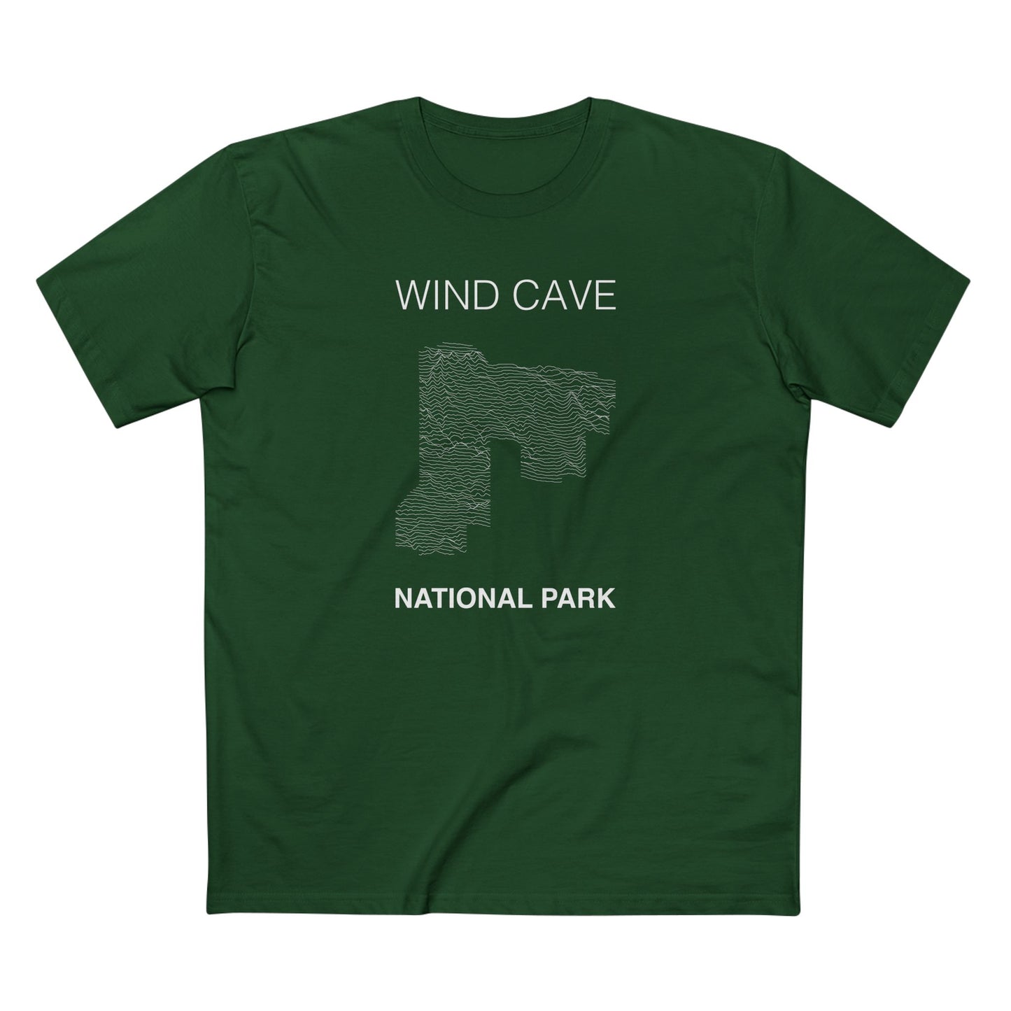 Wind Cave National Park T-Shirt Lines in Forest Green