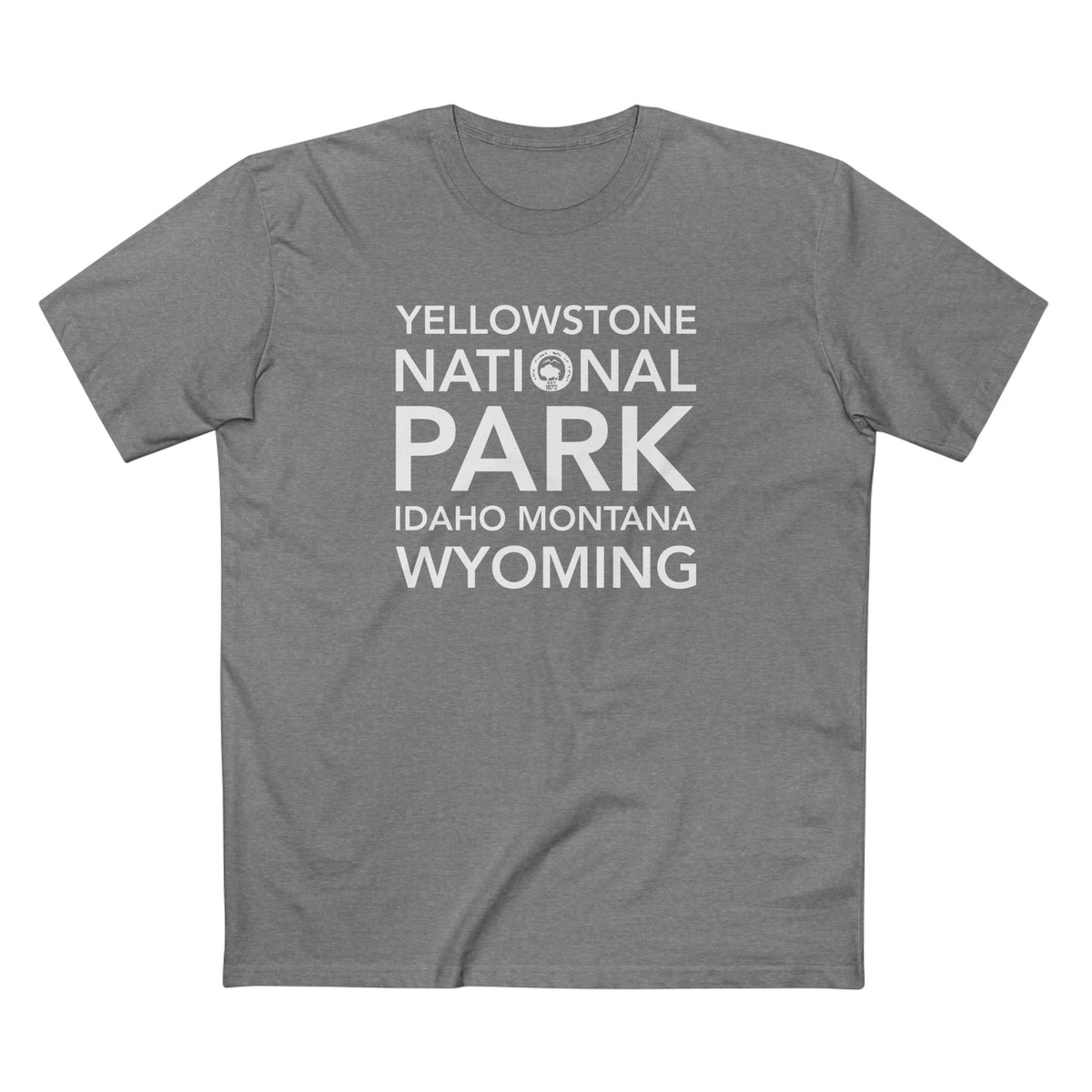 Yellowstone National Park T-Shirt Block Text in Athletic Heather