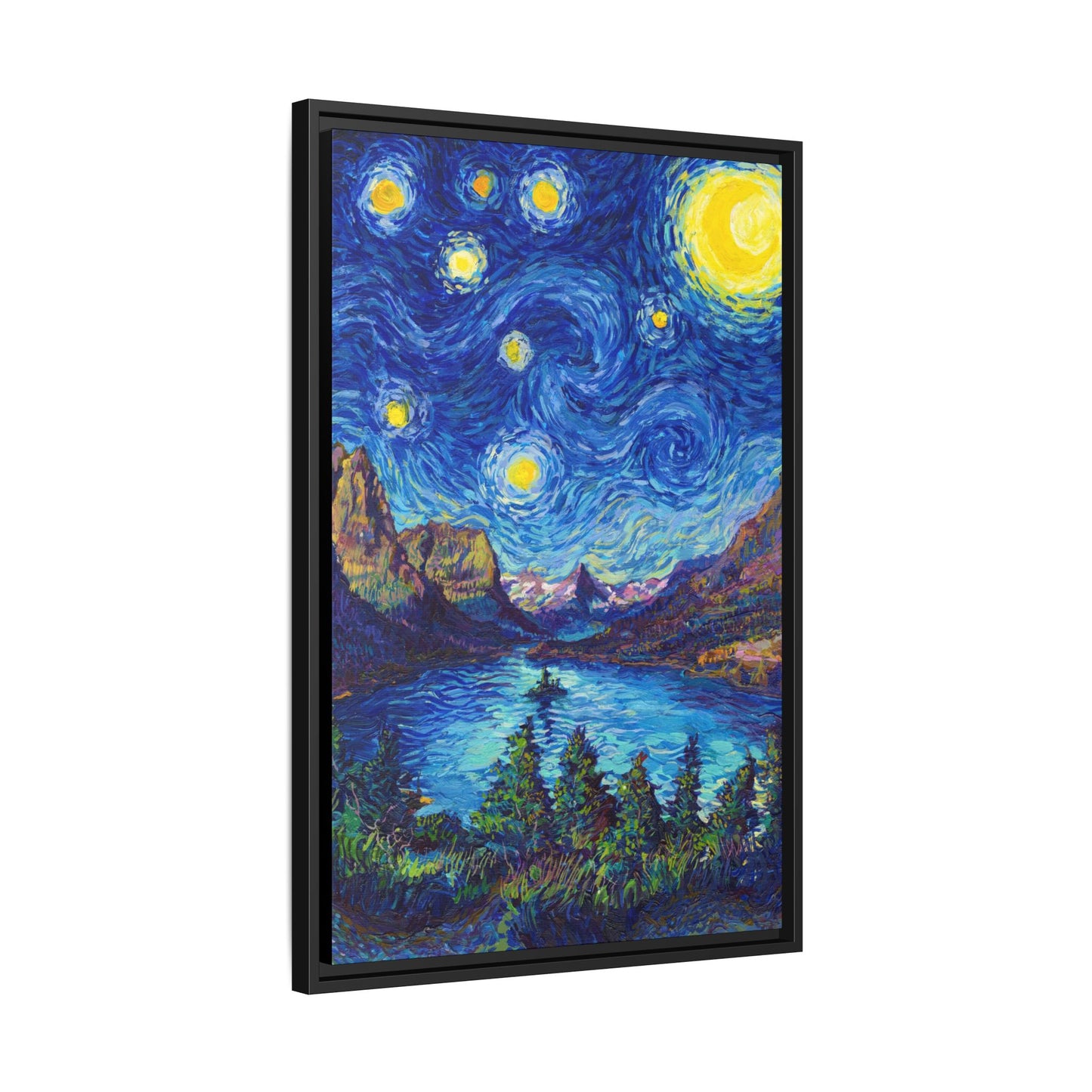 Glacier National Park Framed Canvas - The Starry Night
