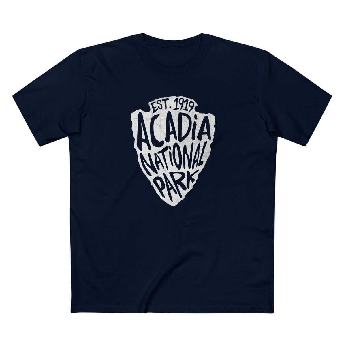 Acadia National Park T-Shirt - Arrowhead Design in Navy