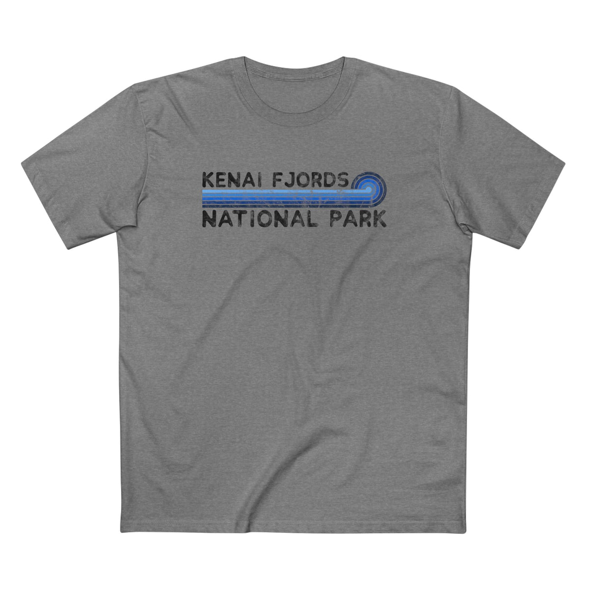 Kenai Fjords National Park T-Shirt - Blue Vintage Stretched Sunrise in Athletic Heather