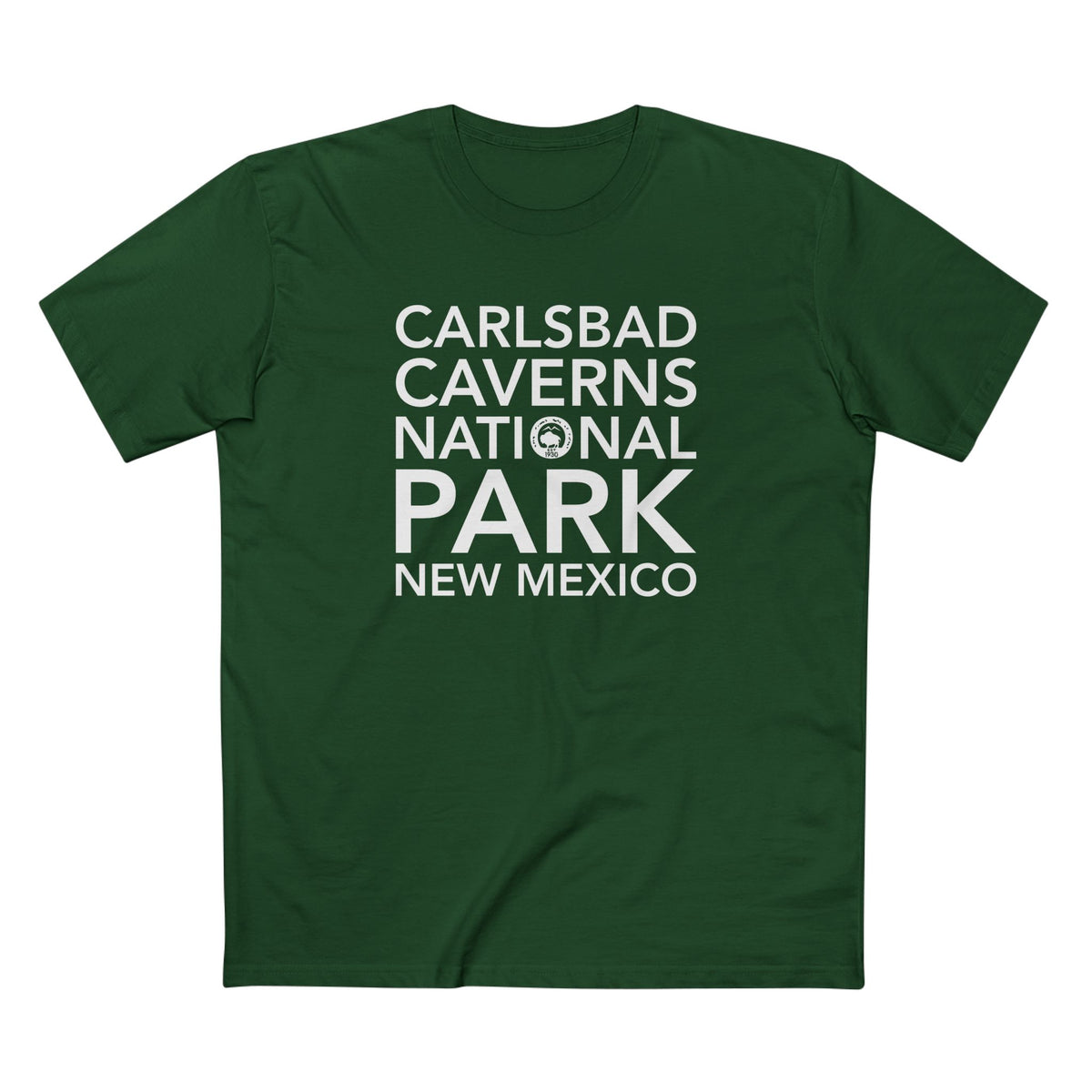 Carlsbad Caverns National Park T-Shirt Block Text in Forest Green