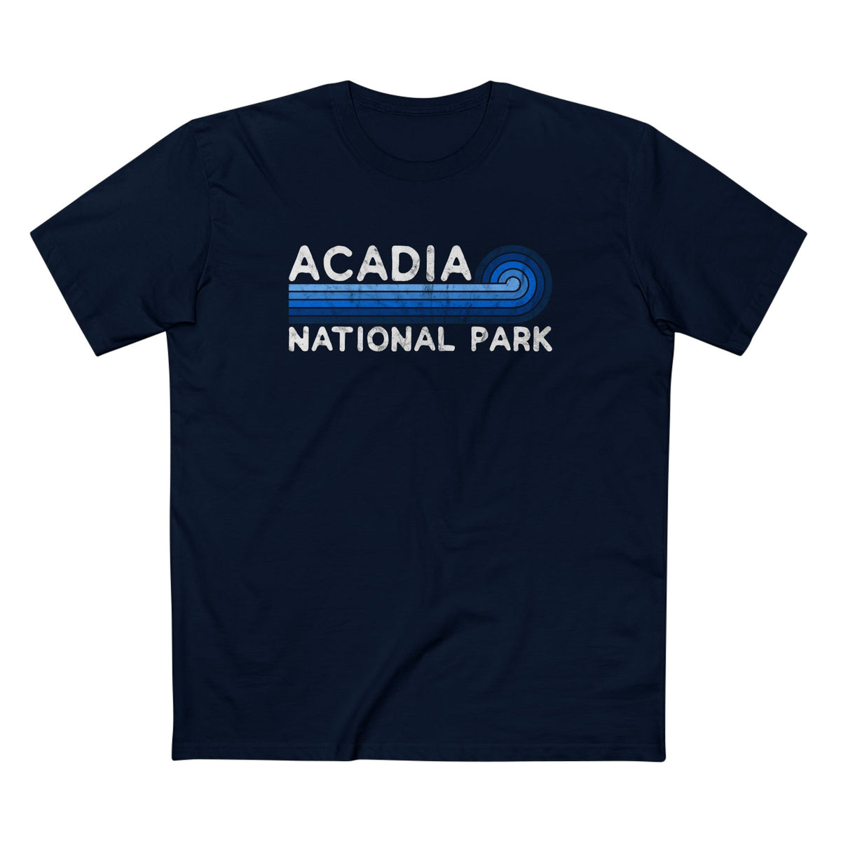 Acadia National Park T-Shirt - Blue Vintage Stretched Sunrise in Navy