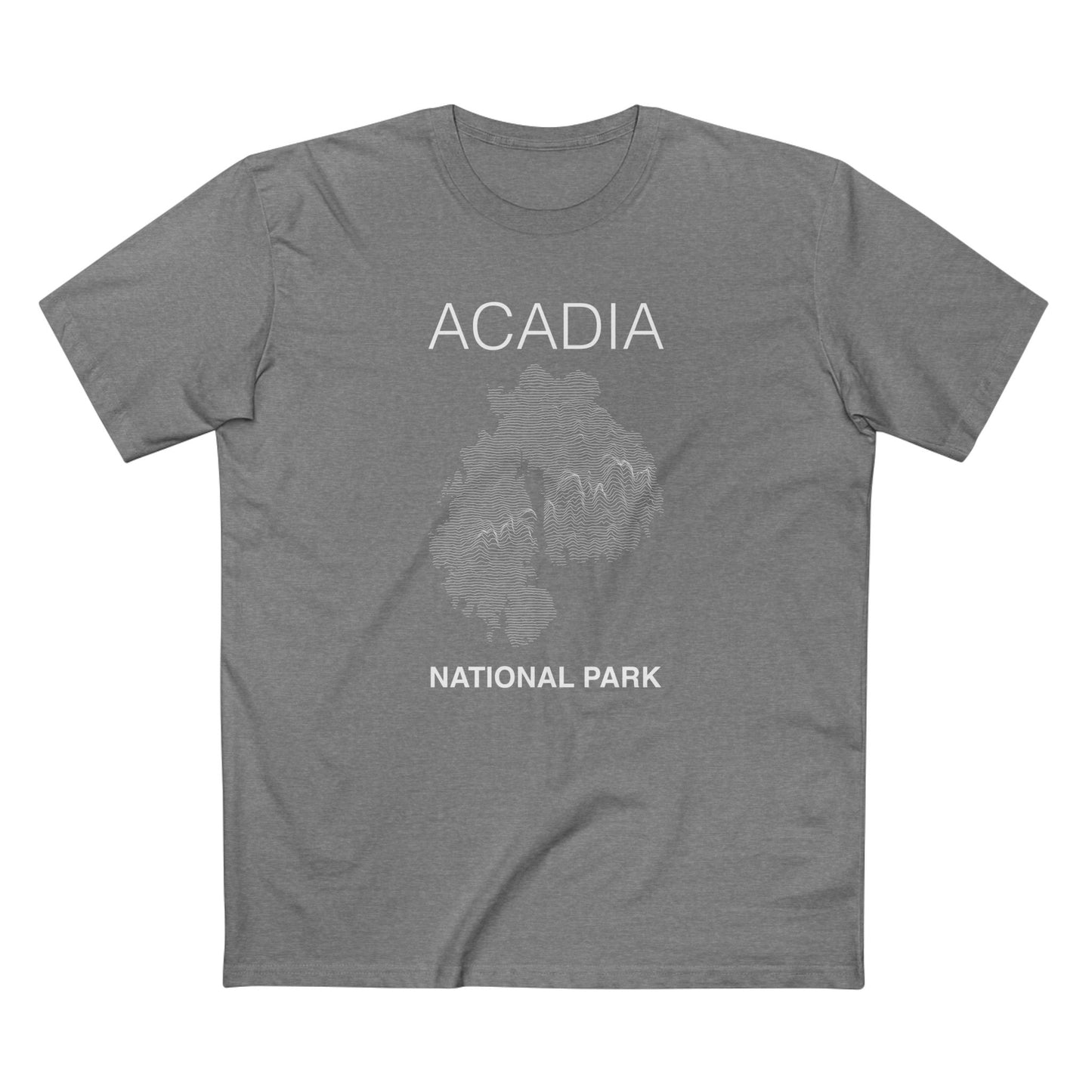 Mount Desert Island and Acadia National Park T-Shirt Lines in Athletic Heather