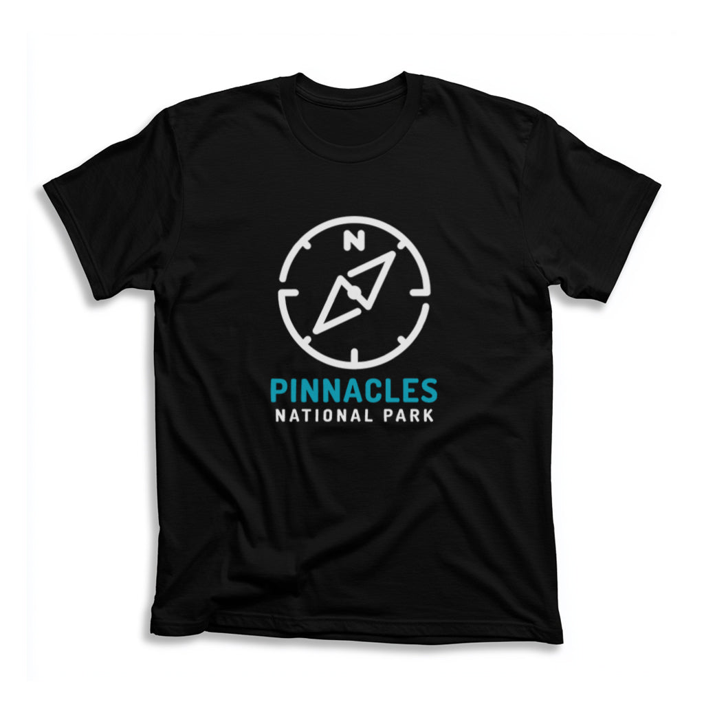 Pinnacles National Park T-Shirt Compass Design in Black