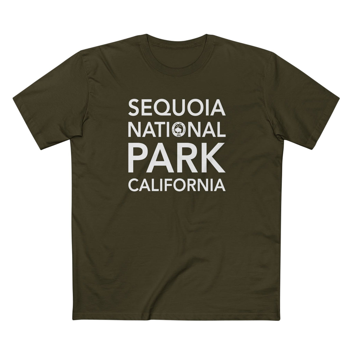 Sequoia National Park T-Shirt Block Text in Army