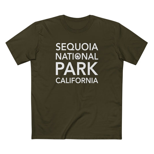 Sequoia National Park T-Shirt Block Text in Army