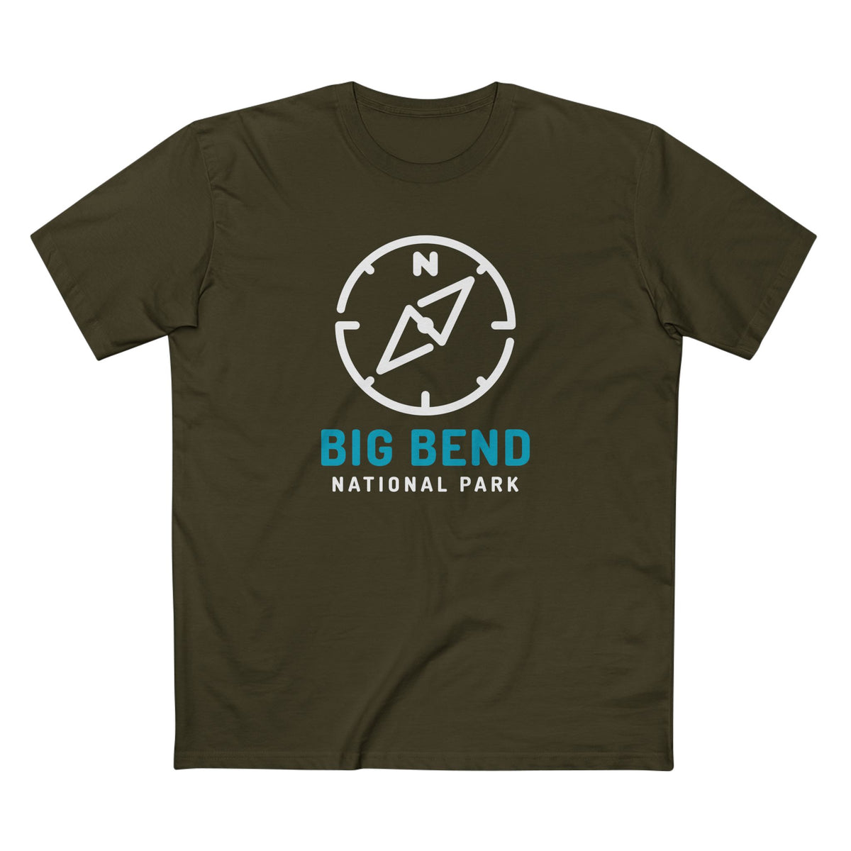 Big Bend National Park T-Shirt Compass Design in Army