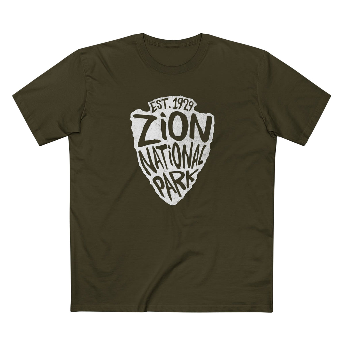 Zion National Park T-Shirt - Arrow Head Design in Army