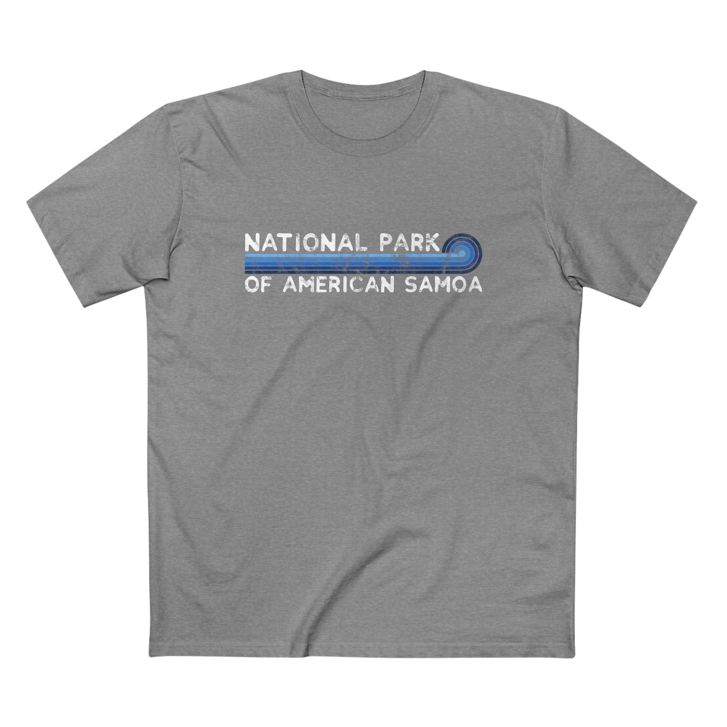 National Park of American Samoa T-Shirt - Blue Vintage Stretched Sunrise