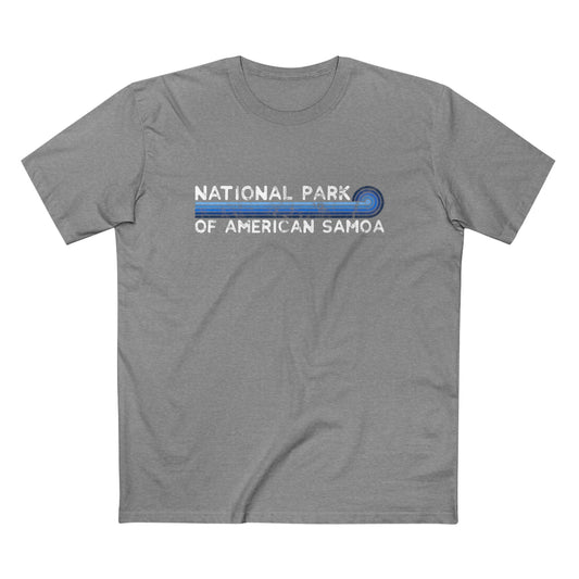 National Park of American Samoa T-Shirt - Blue Vintage Stretched Sunrise
