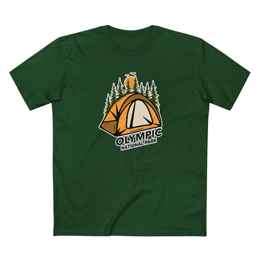 Olympic National Park T-Shirt - Camping in Forest Green