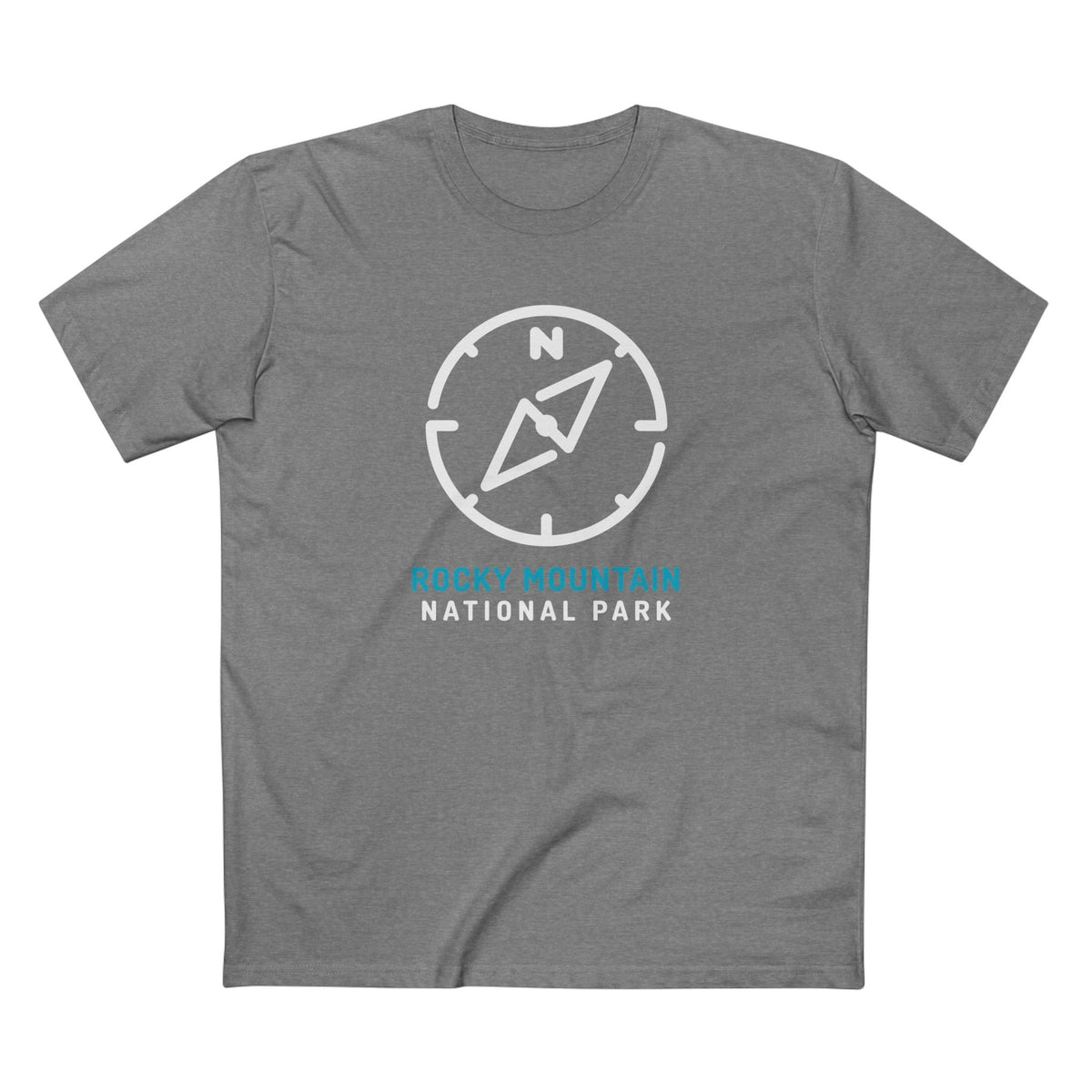Rocky Mountain National Park T-Shirt Compass Design in Athletic Heather