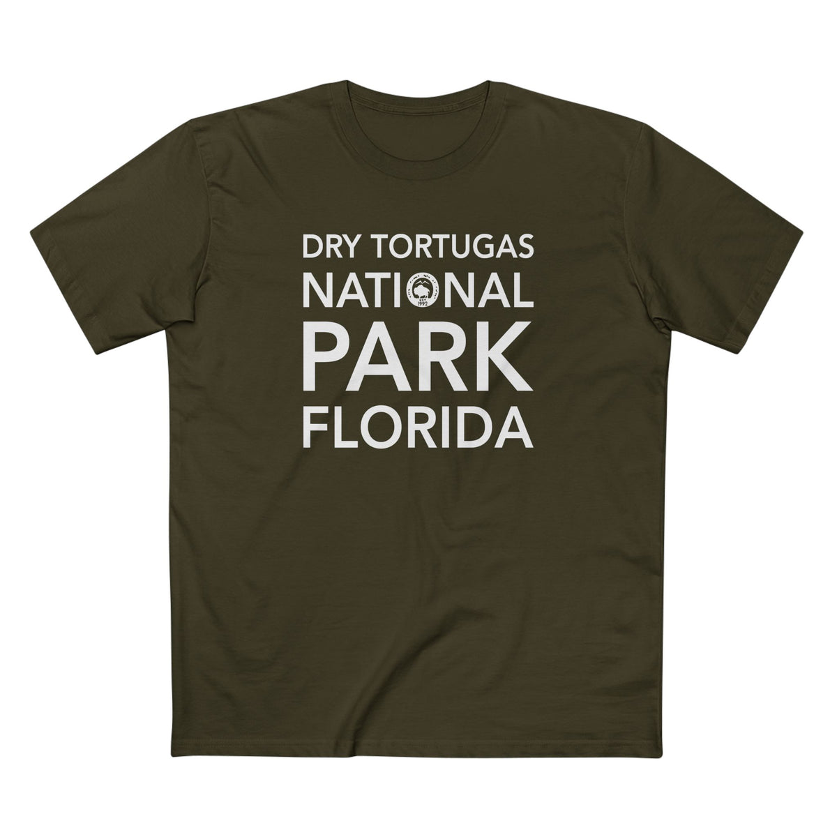 Dry Tortugas National Park T-Shirt Block Text in Army
