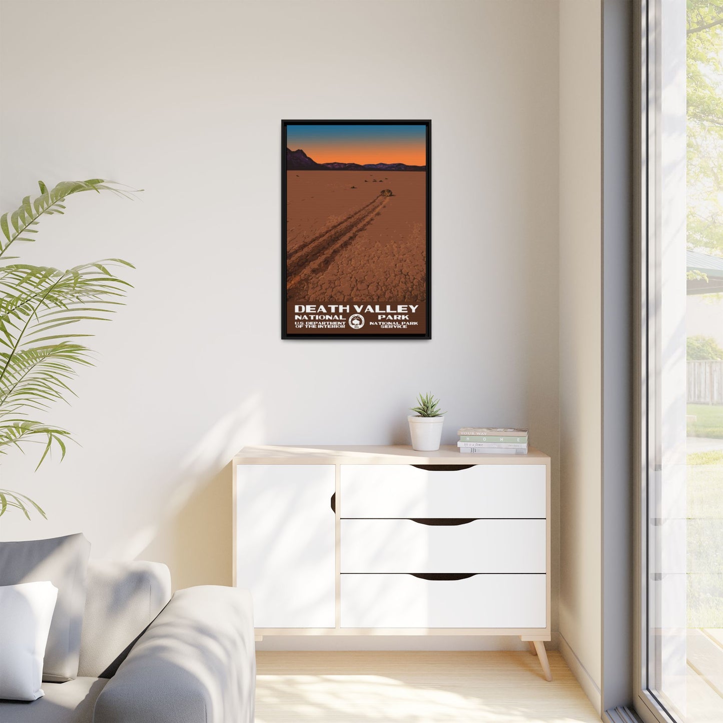 Death Valley National Park Framed Canvas - WPA Poster Racetrack Playa