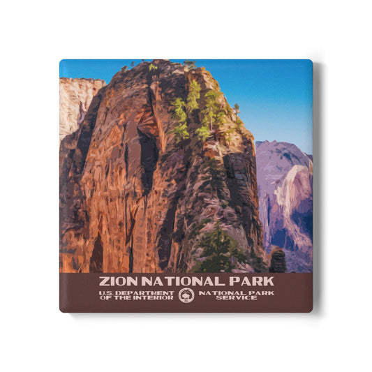 Zion National Park Ceramic Coaster - Angels Landing