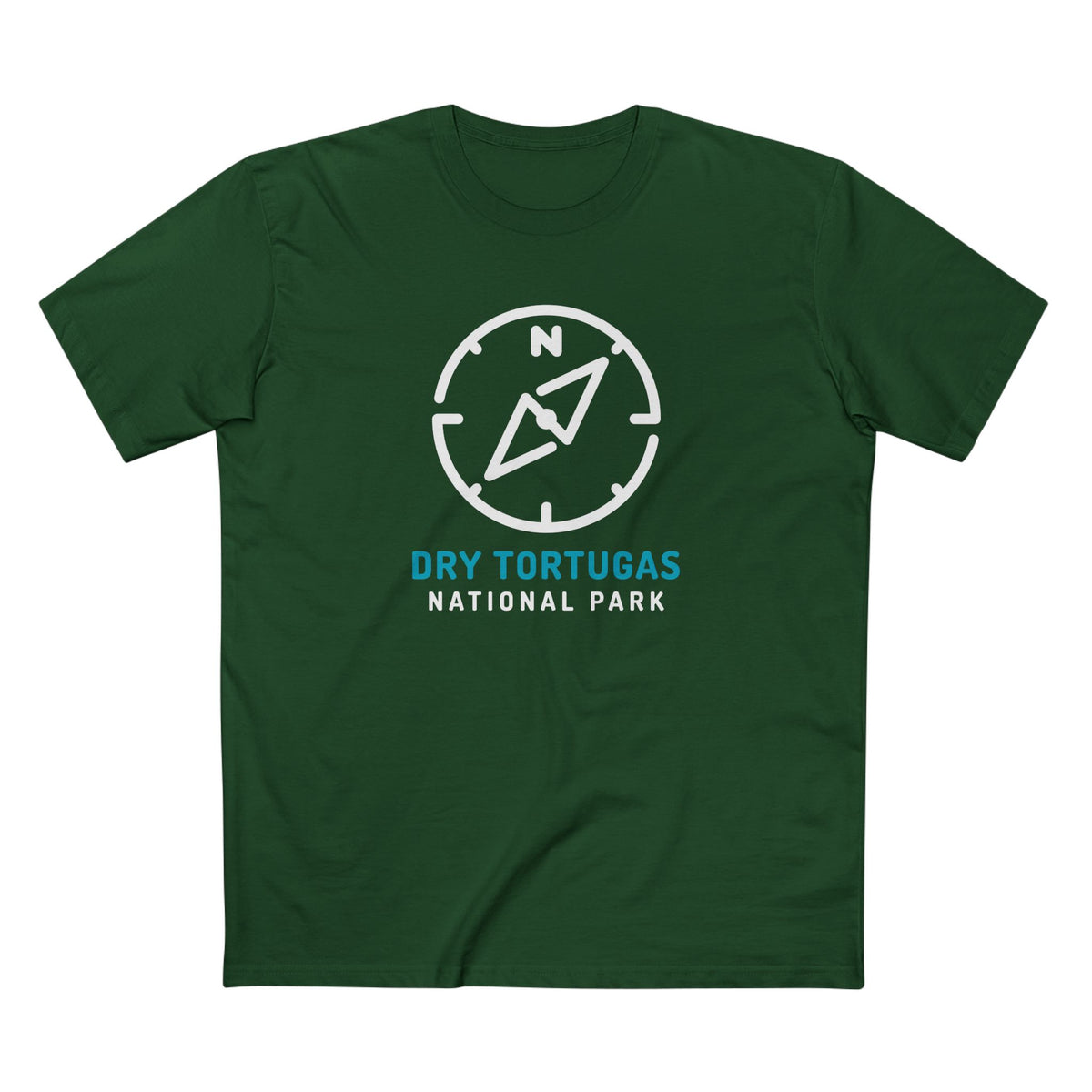 Dry Tortugas National Park T-Shirt Compass Design in Forest Green