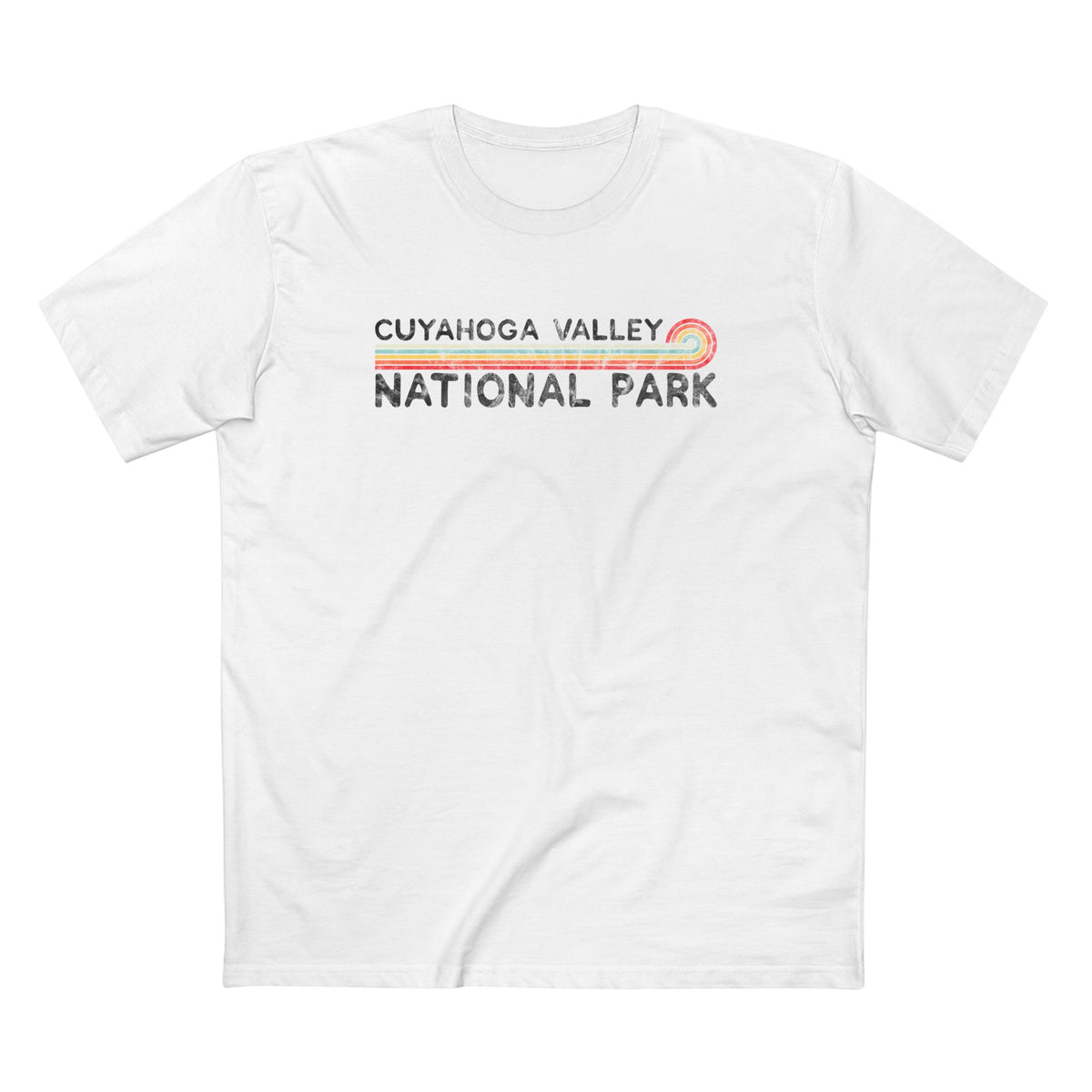 Cuyahoga Valley National Park T-Shirt - Vintage Stretched Sunrise in White