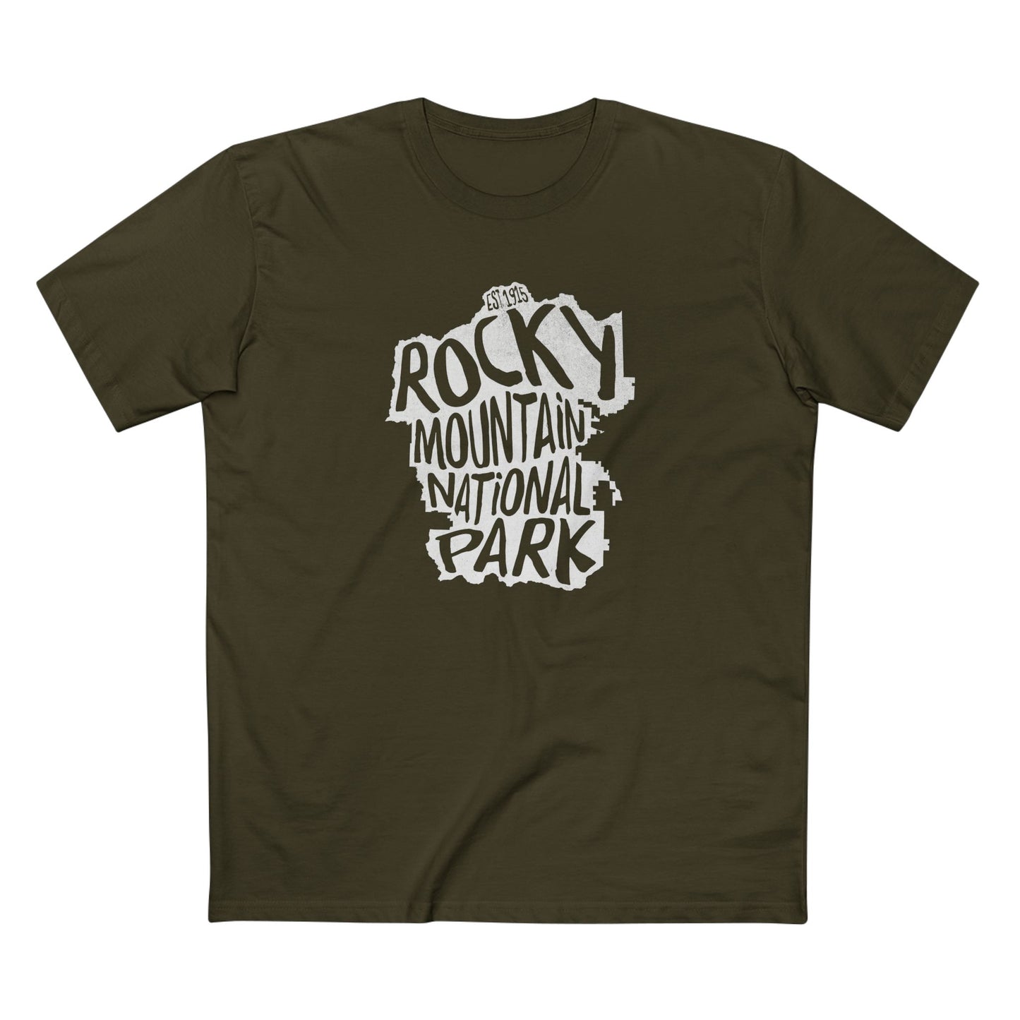 Rocky Mountain National Park T-Shirt - Map in Army
