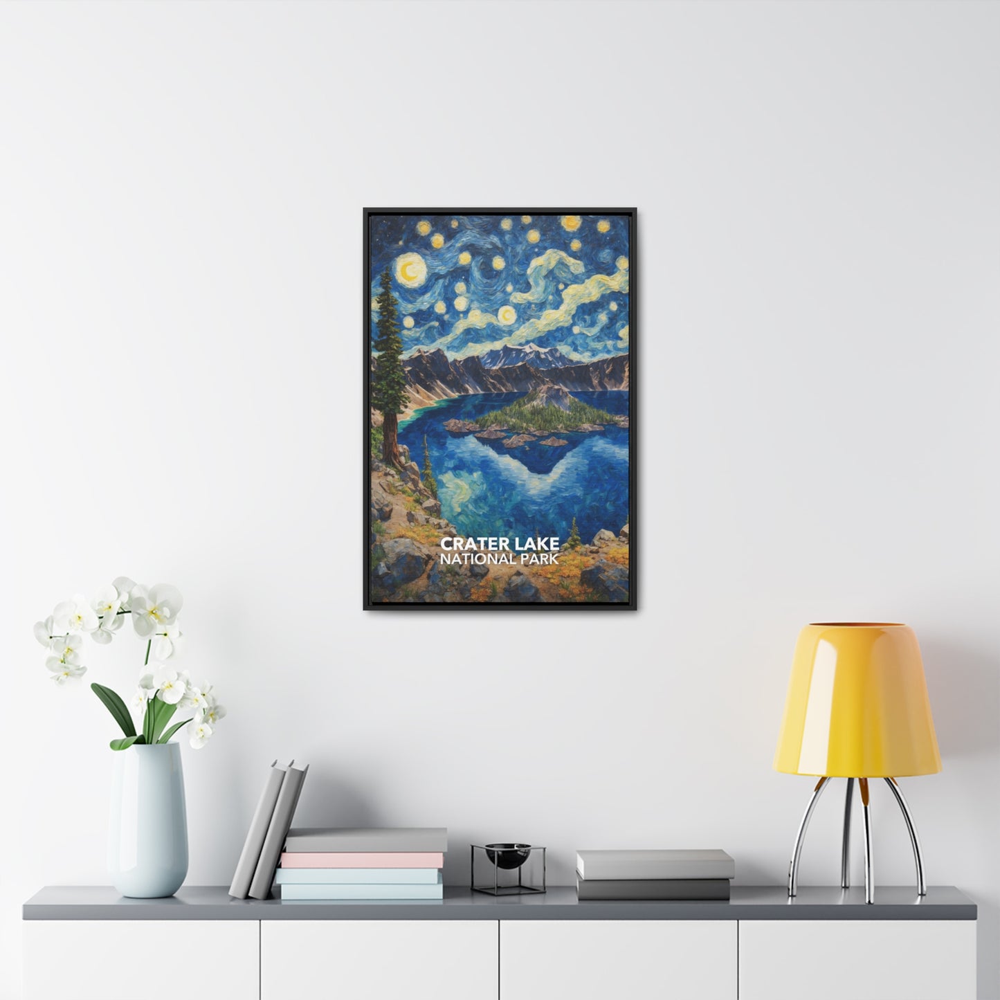 Crater Lake National Park Framed Canvas - The Starry Night