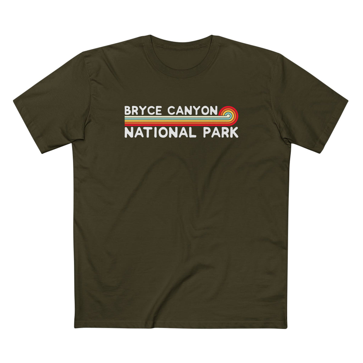 Bryce Canyon National Park T-Shirt - Vintage Stretched Sunrise in Army