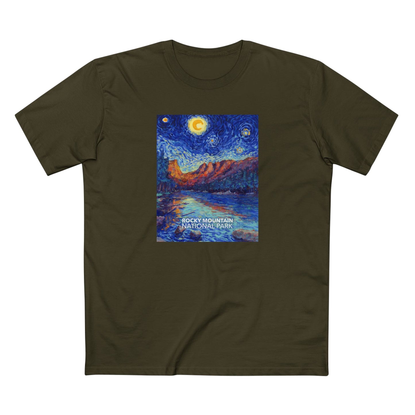 Rocky Mountain National Park T-Shirt - The Starry Night in Army