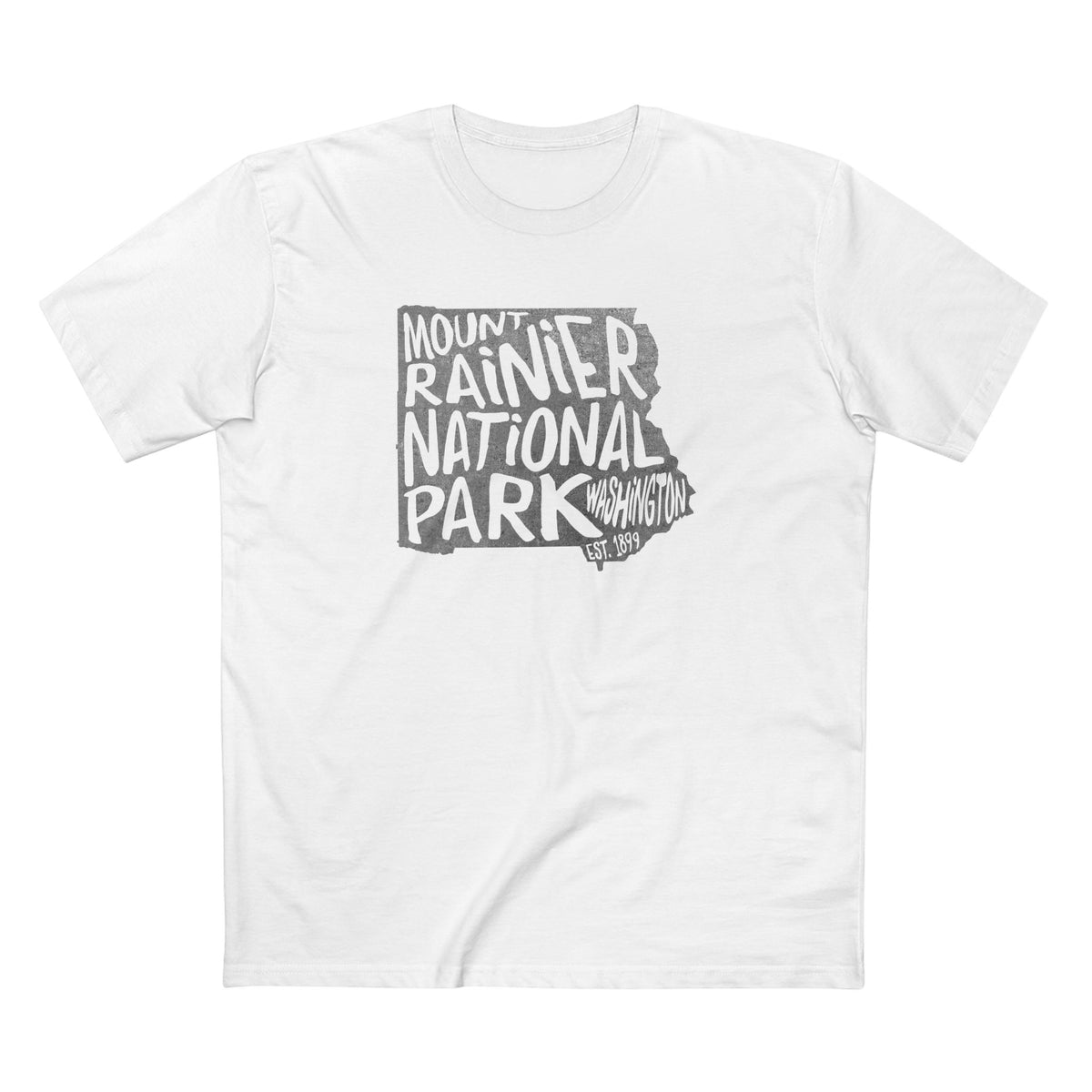 Mount Rainier National Park T-Shirt - Map in White
